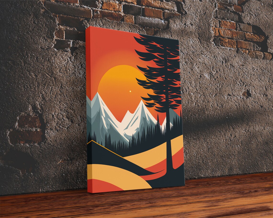 Sunset Over the Mountains, Retro Pop Art Poster - Image 2