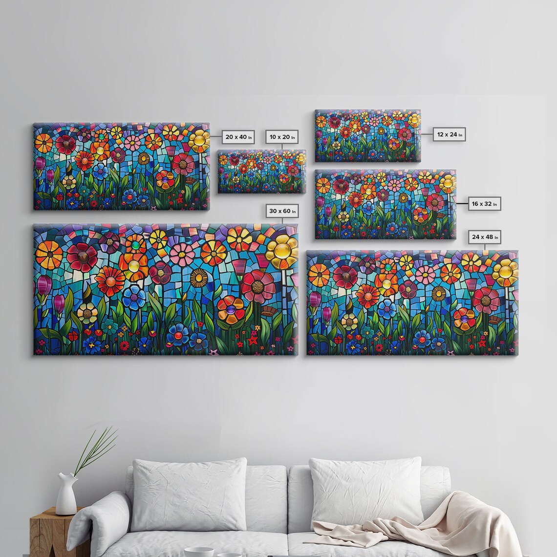 Springtime Flowers, Stained Glass Style Poster Print - Image 2