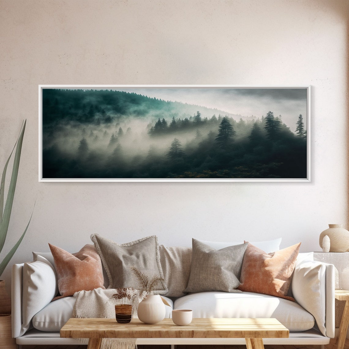 Misty Forest Foggy Pine Mountains Moody Panoramic Nature Poster - Image 4