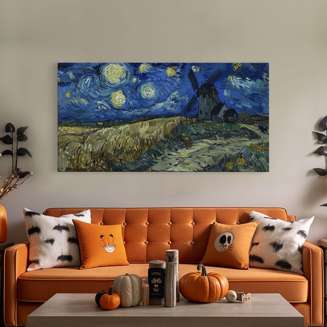 Starry Night Inspired Haunted Wind Mill, Spooky Halloween - Image 5