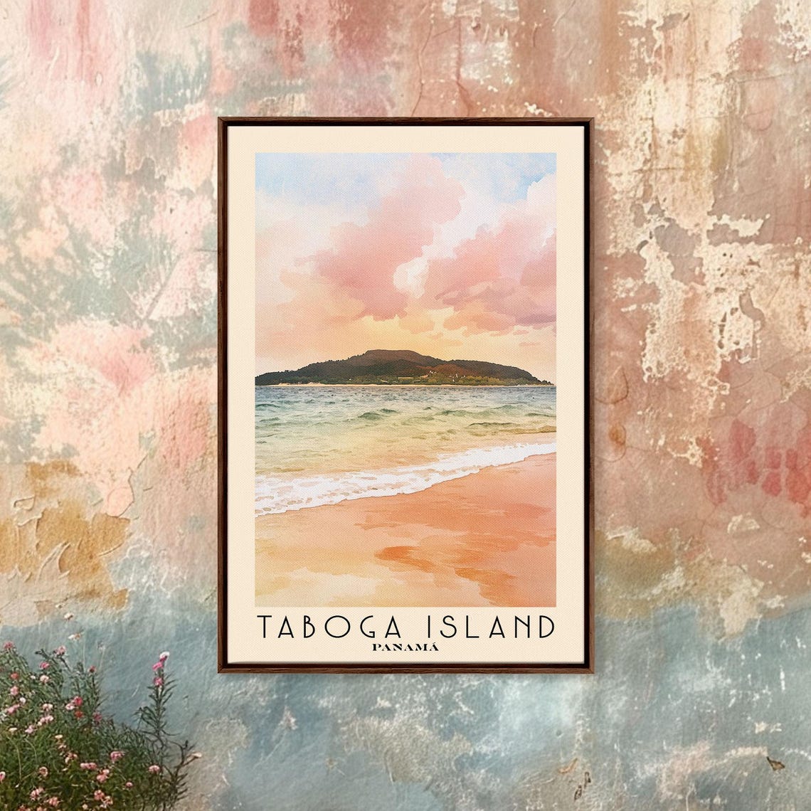 Taboga Island Panama Watercolor Beach Print Vacation Gift Panama Wall Art Framed Print Framed Beach Painting - Image 4