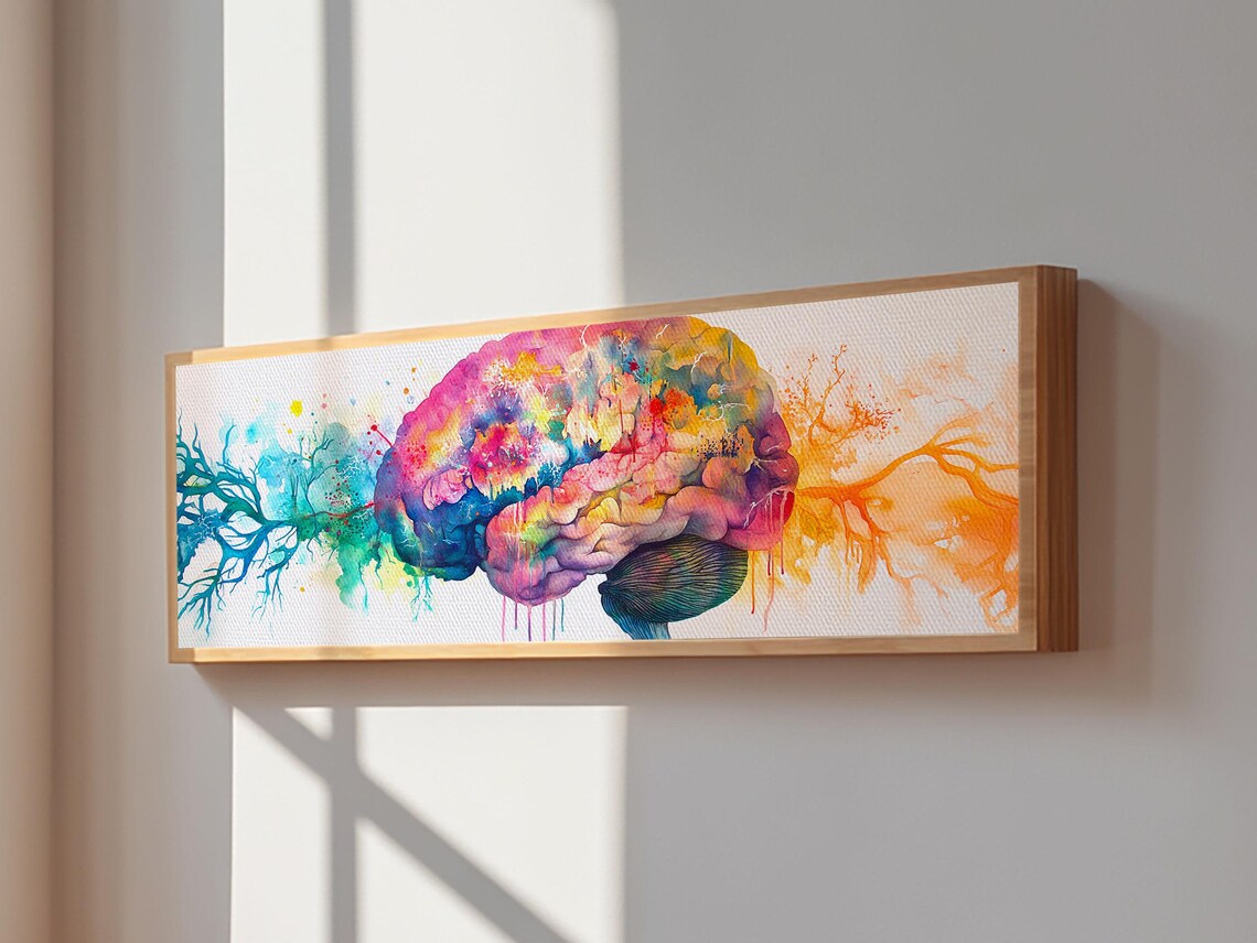 Colorful Brain Framed Print Science Art Therapy Art Modern Art Above Sofa Living Room Wall Decor Thoughtful Gift For Her - Image 4