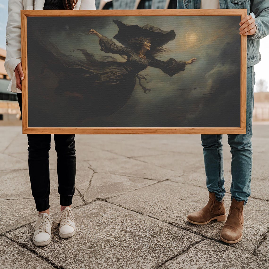 Witch Flying Through Storm Clouds Night Sky Dramatic Magic Art Poster - Image 5