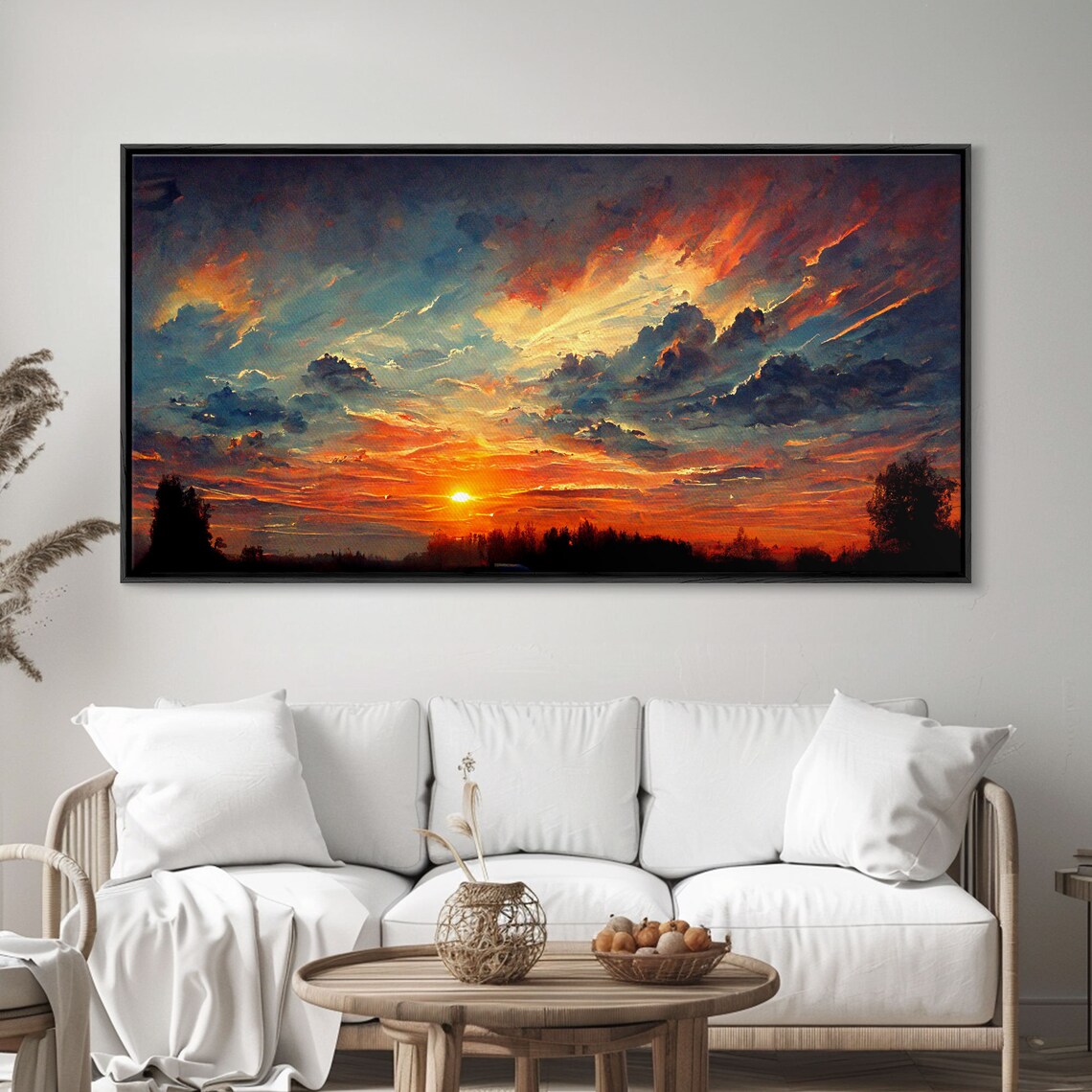 Mountain Sunset Oil Painting, Nature Landscape Art Print - Image 4