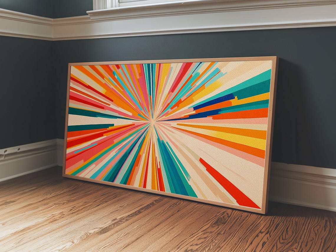 Colorful Starburst Sun Rays Exploding Rainbow Abstract Print - Image 5