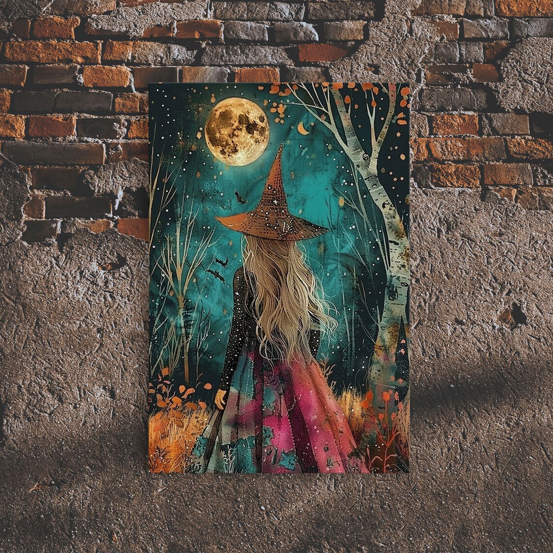 Wild Flower Springtime Witch, Boho Halloween Art - Image 6