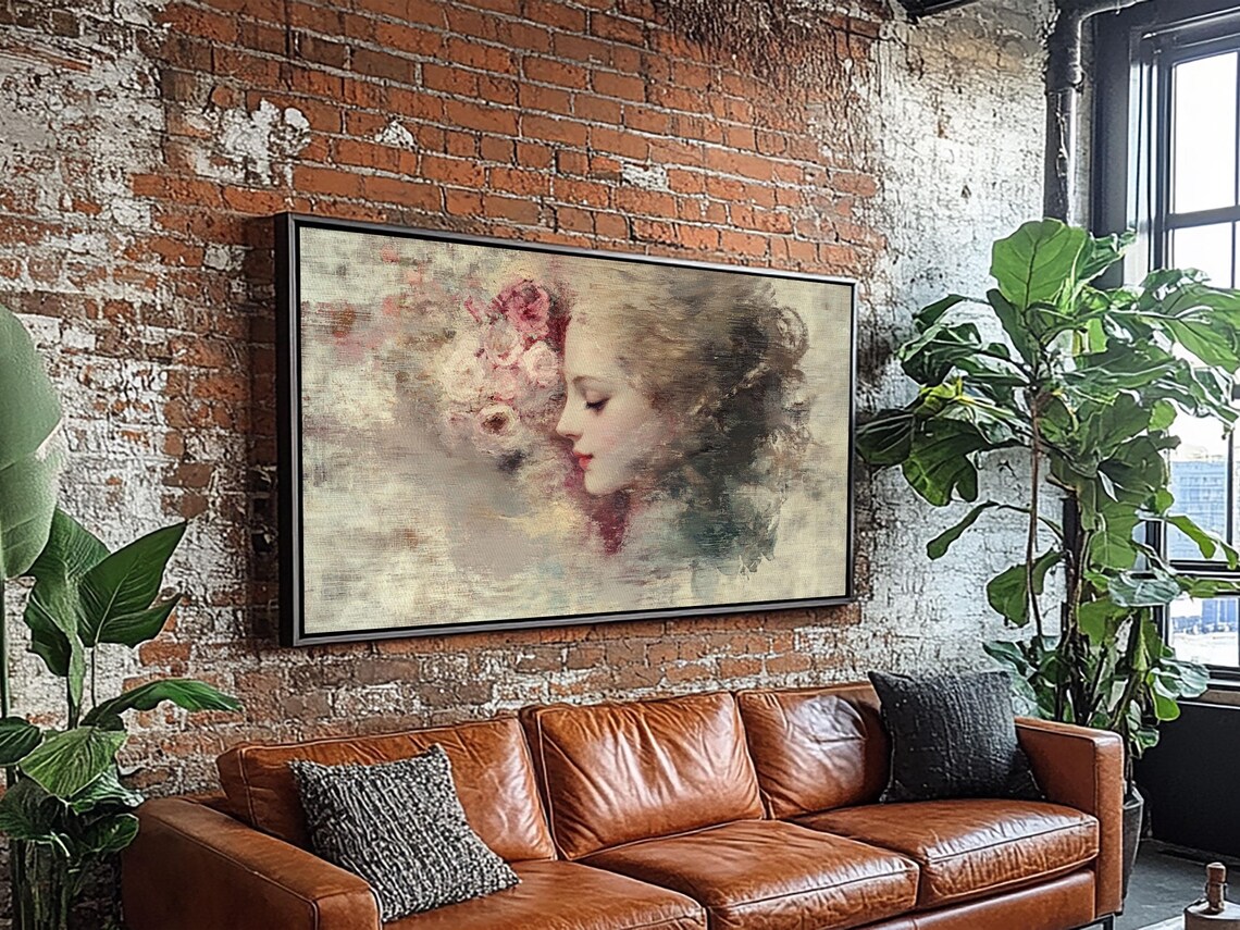 Romantic Woman Portrait Oil Painting Lady with Roses Soft Victorian Print - Image 3