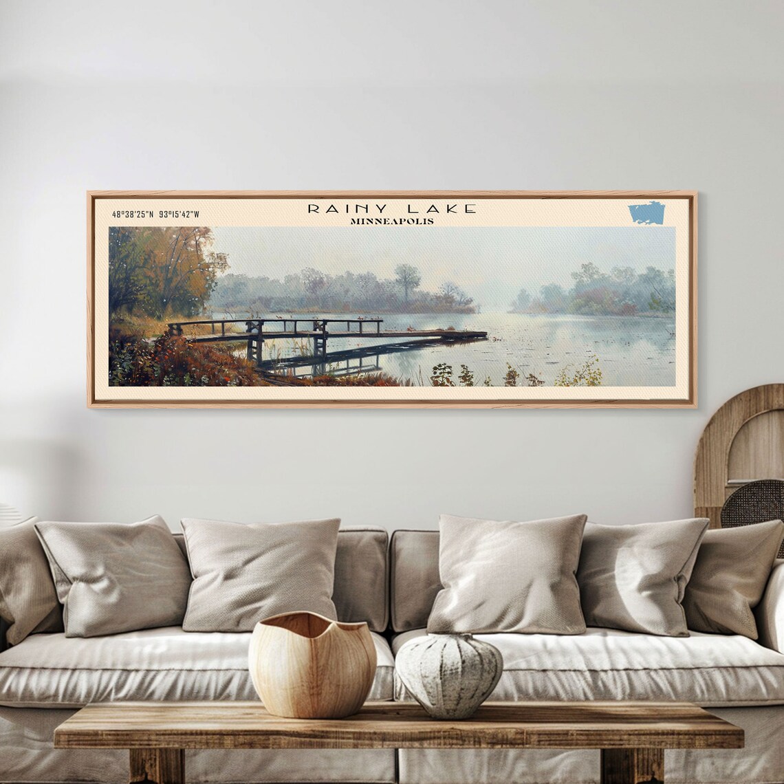 Rainy Lake Minneapolis Wooden Dock Misty Morning Water Travel Poster - Image 2