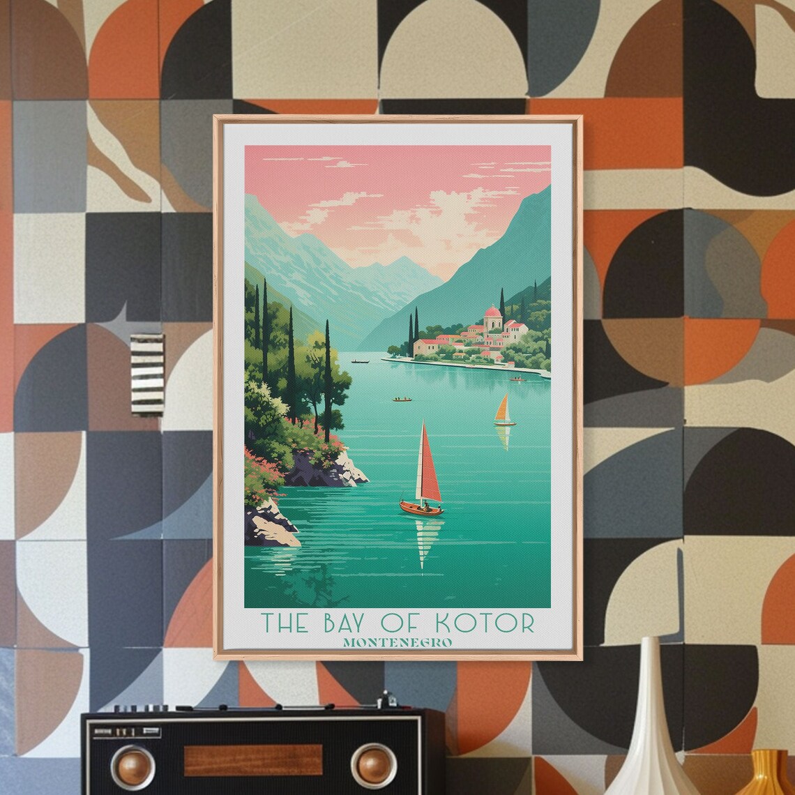 The Bay of Kotor Montenegro Sailboats Mountain Sunset View Poster - Image 5