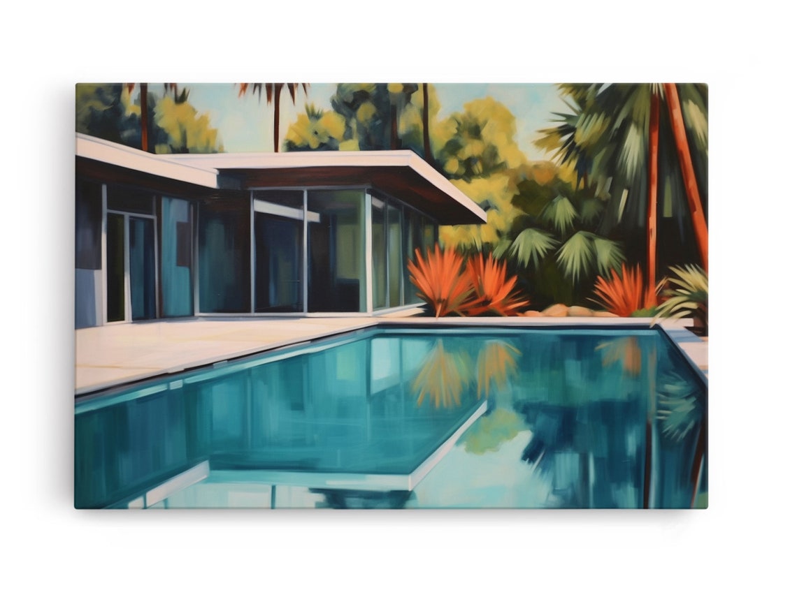 Mid Century Modern House With Turquoise Pool Retro Palm Springs Poster - Image 6