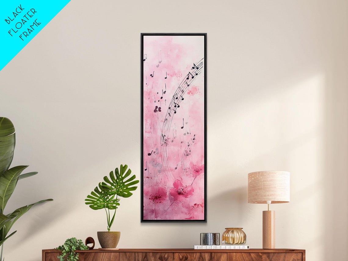 Pink Musical Notes Flowers Watercolor Charming Melody Art Poster - Image 6
