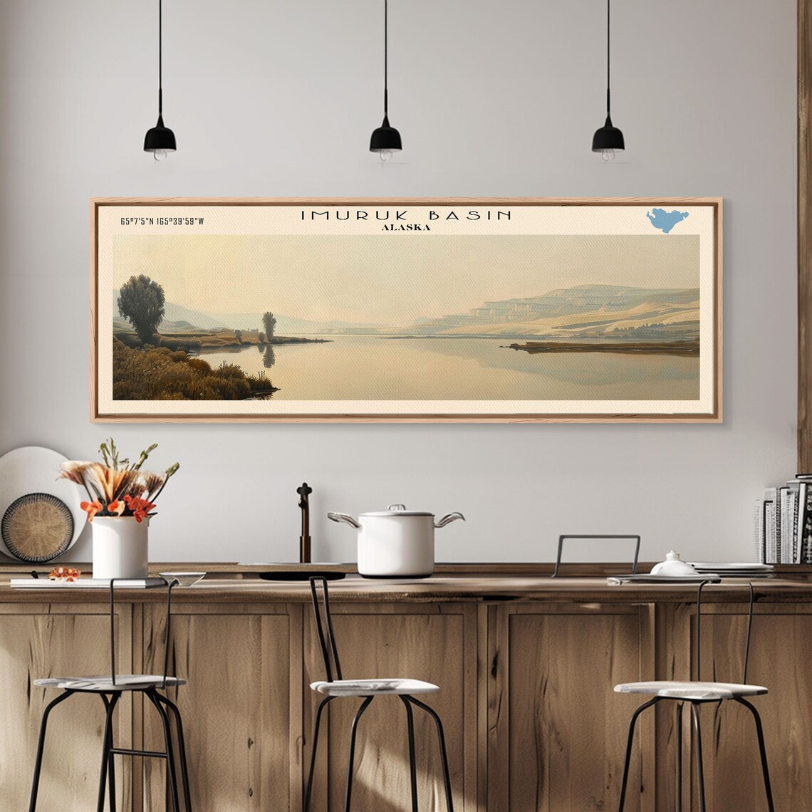 Imuruk Basin Alaska Hazy Minimalist Pale Water Vista Travel Poster