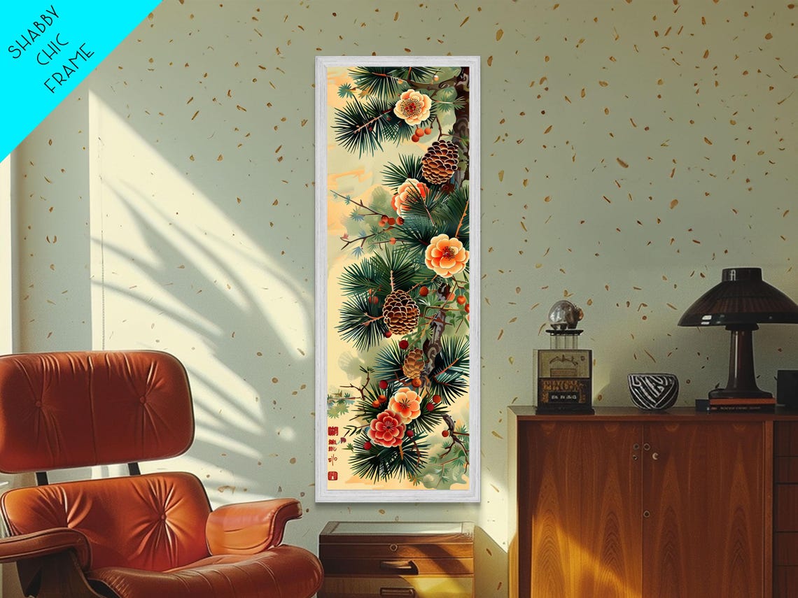 Japanese Ukiyo E Pine Branches Blossoms Pine Cones Art Poster - Image 3