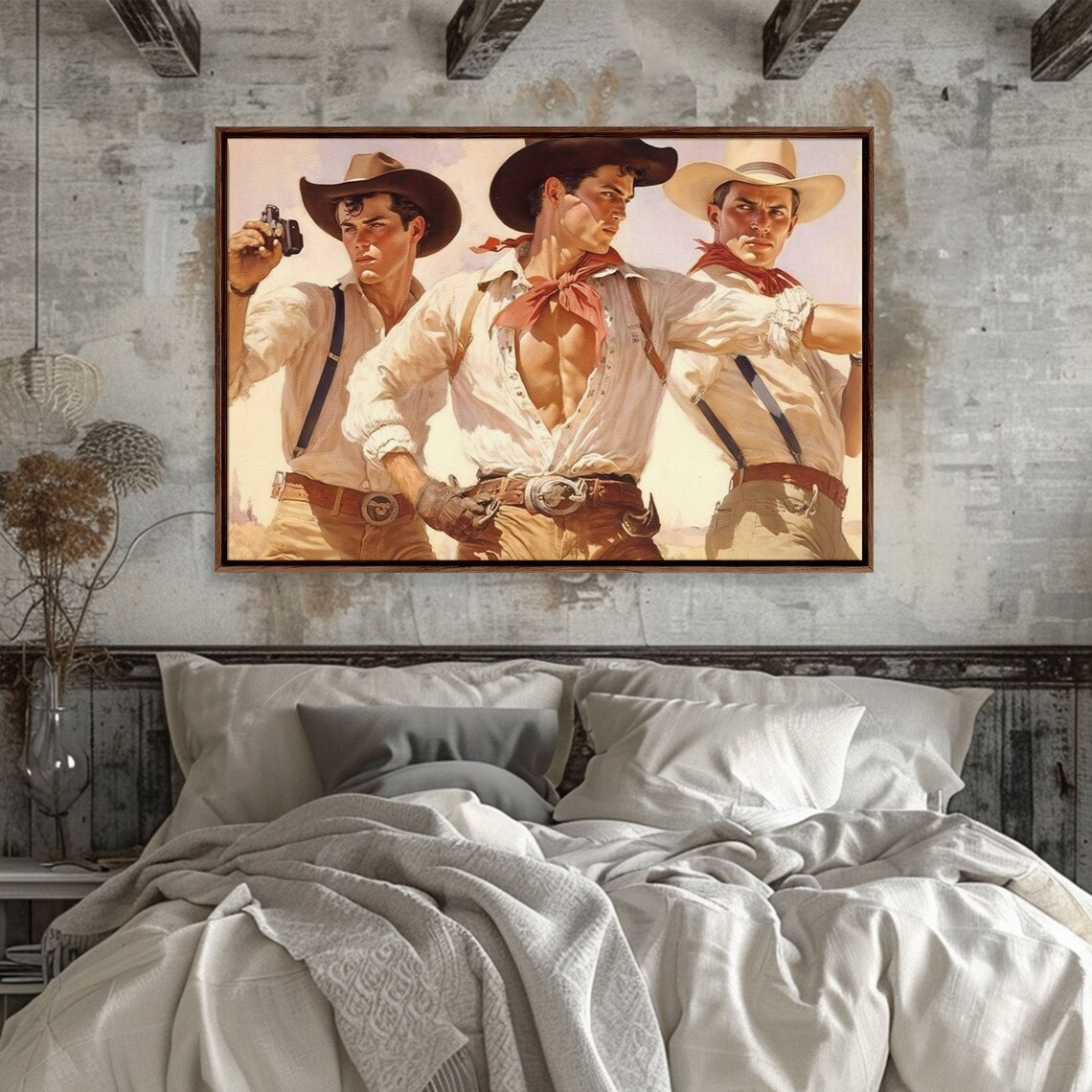 Three Young Cowboys Western Pulp Art Style Vintage Wild West Poster - Image 4