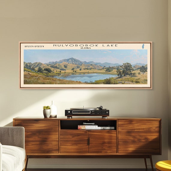 Nulvororok Lake Framed Print Lake House Decor Panoramic Wall Art Travel Poster Landscape Painting Modern Art
