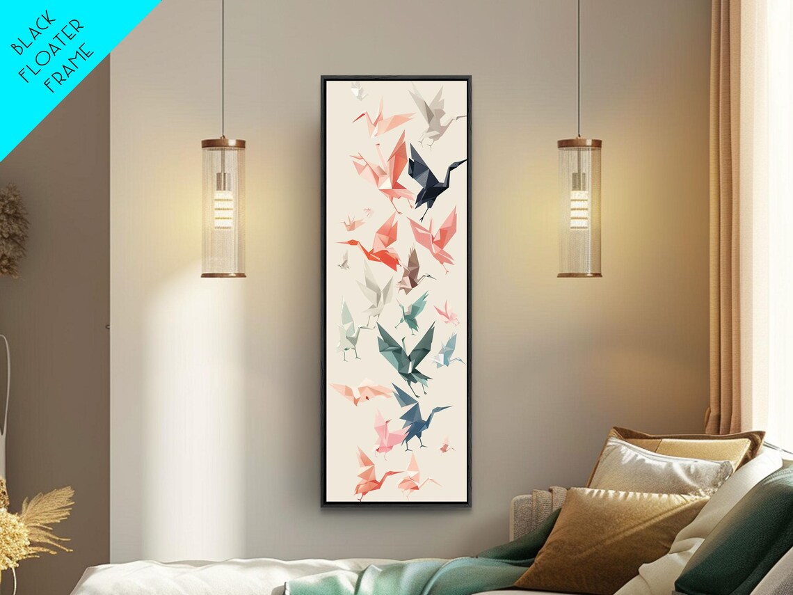 Origami Crane Birds, Ukiyo-E Inspired Art Print - Image 3