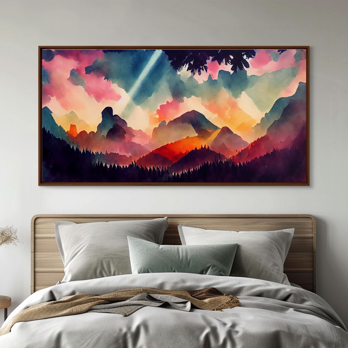 Mountain Artwork Print Horizontal Wall Art Large Watercolor Painting Panoramic Mountain Print Modern Landscape Art Original Art - Image 5