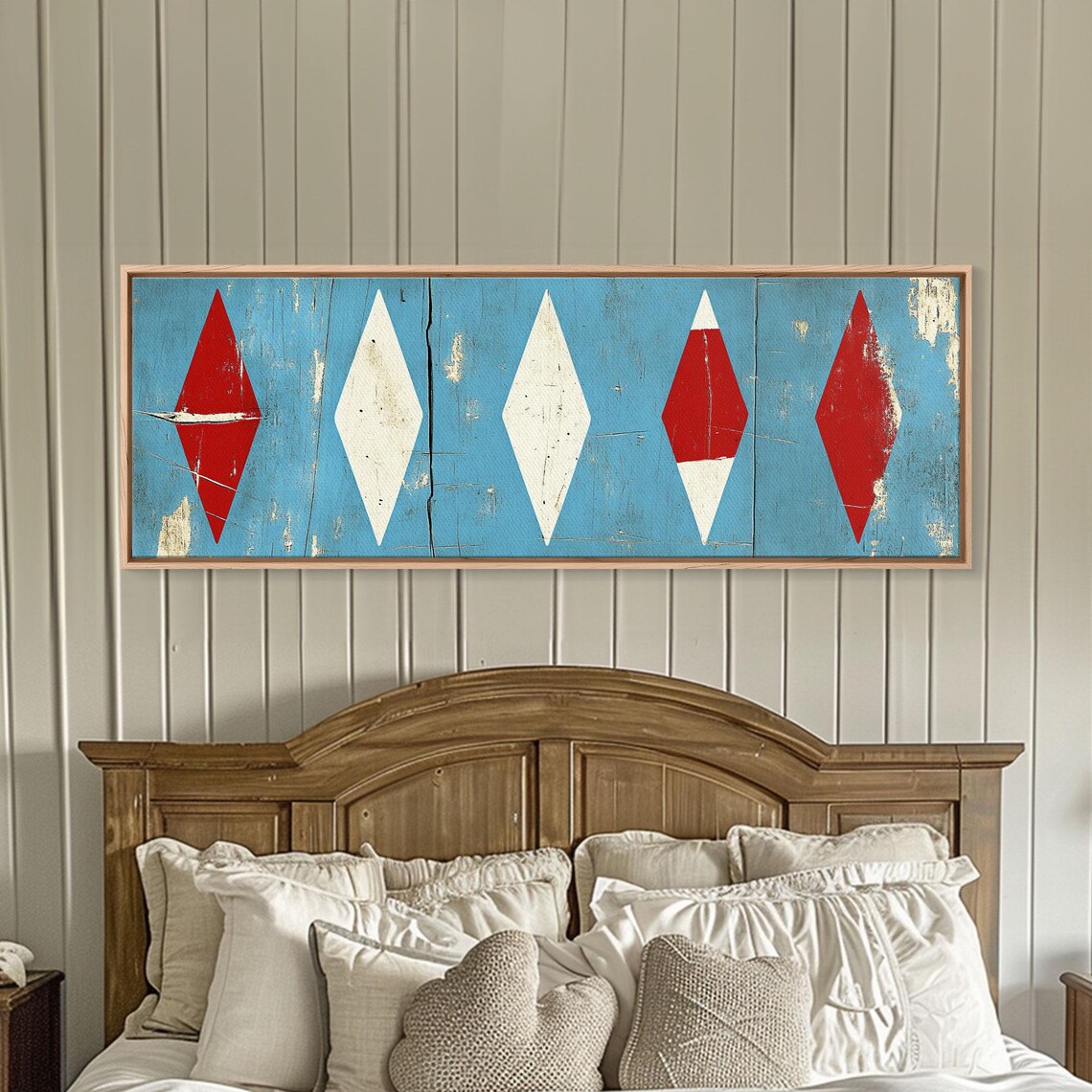 Red White Diamonds, Rustic MCM Mashup Home Decor - Image 5