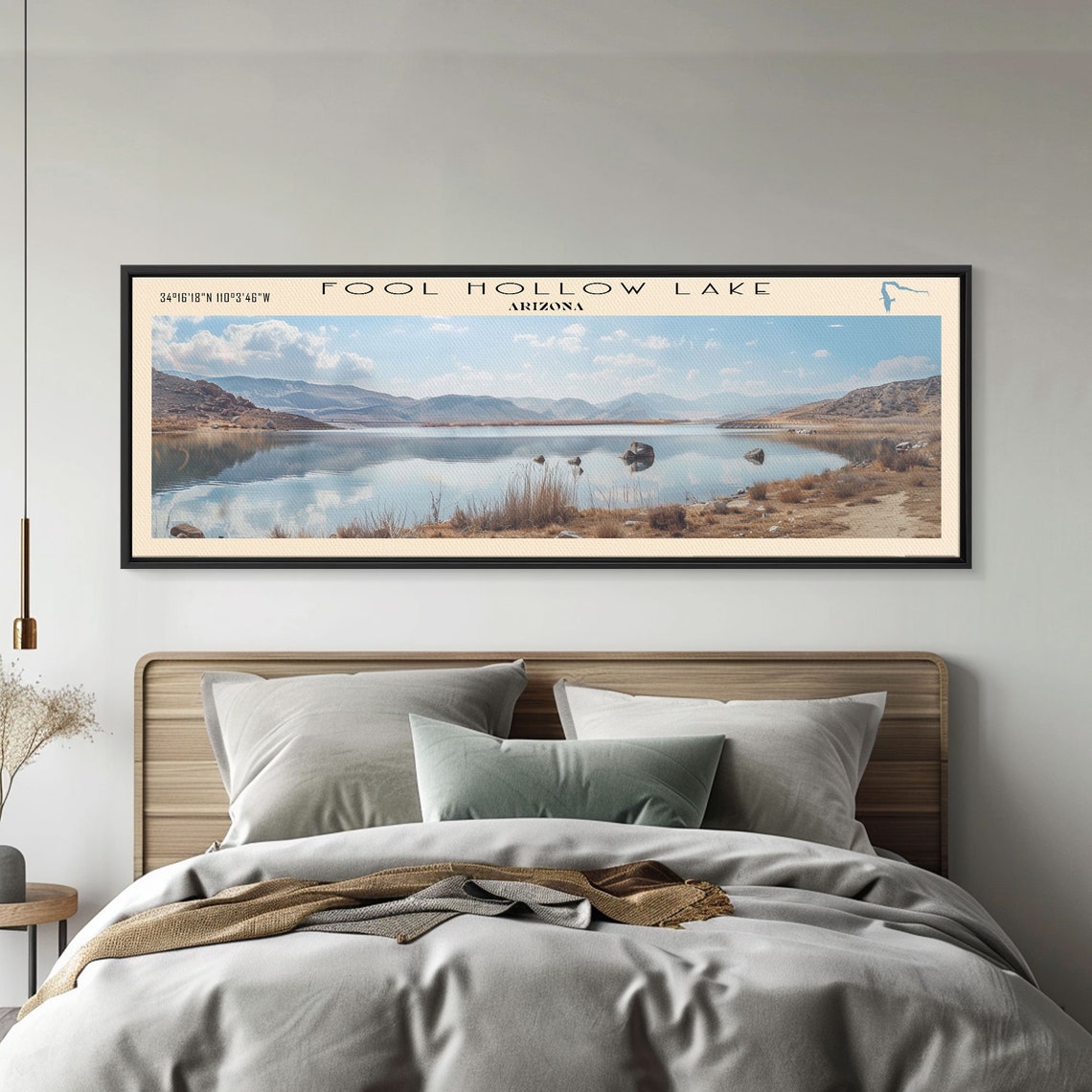 Fool Hollow Lake Arizona Desert Rocks Blue Sky Reflection Poster