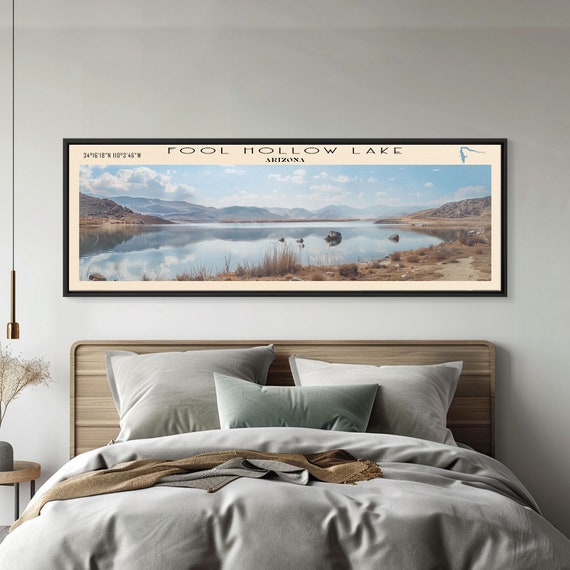 Fool Hollow Lake Arizona Framed Print Panoramic Lake House Decor Wall Art Travel Poster Majestic Lake Painting Nature Art