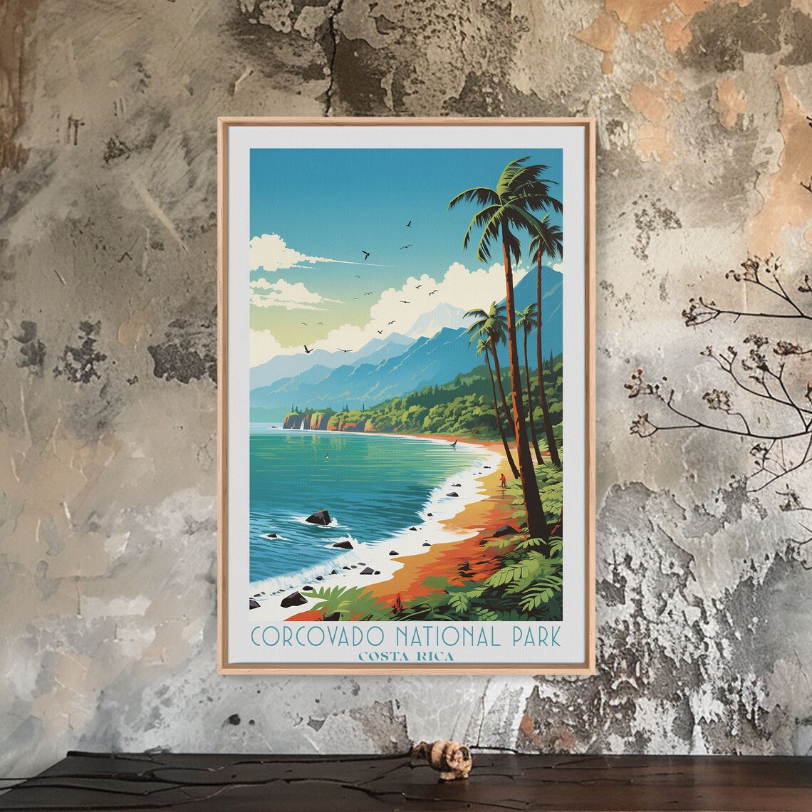 Corcovado National Park Costa Rica Palm Beach Mountain View Poster - Image 4