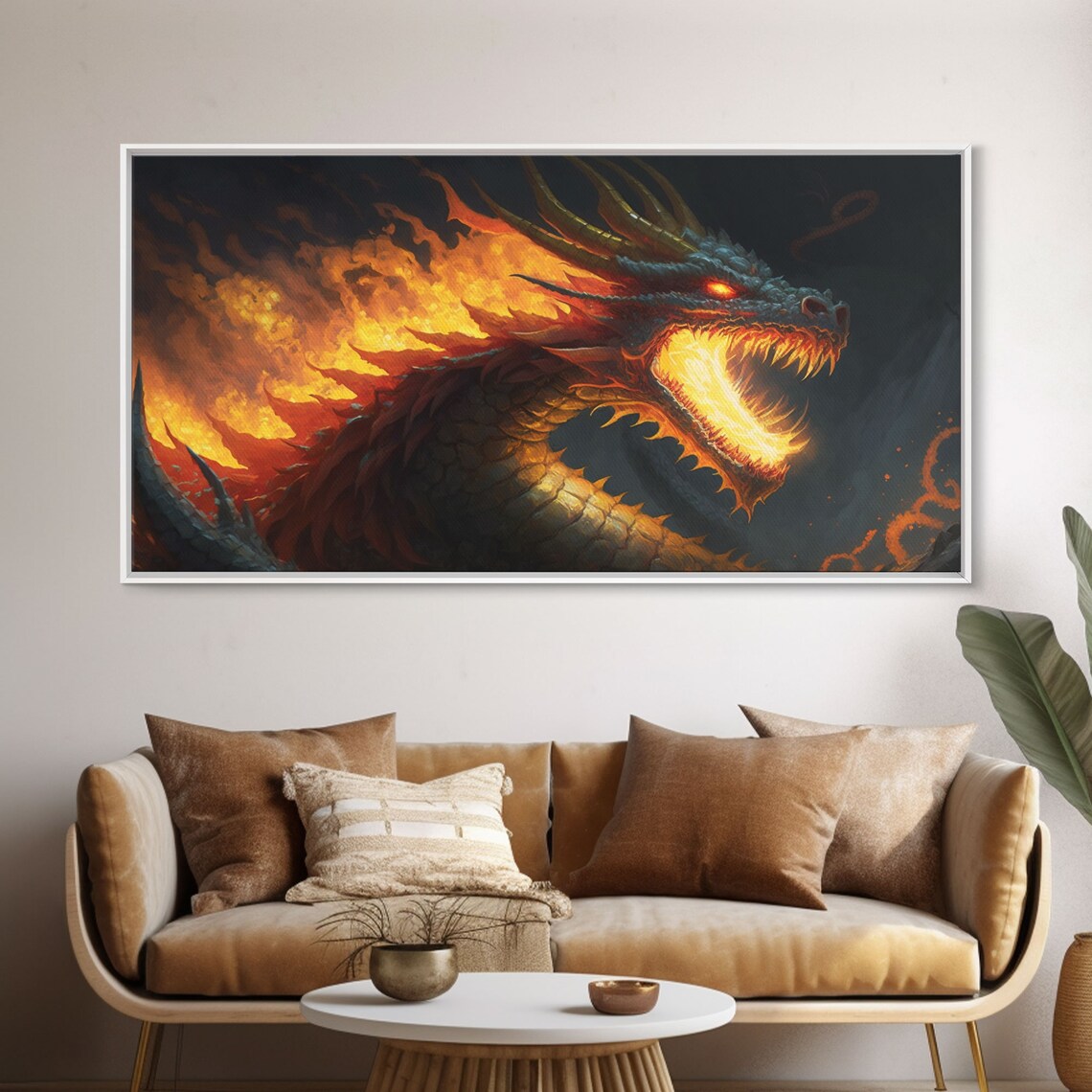 Fire-Breathing Horned Dragon, Colorful Fantasy Art Print - Image 5
