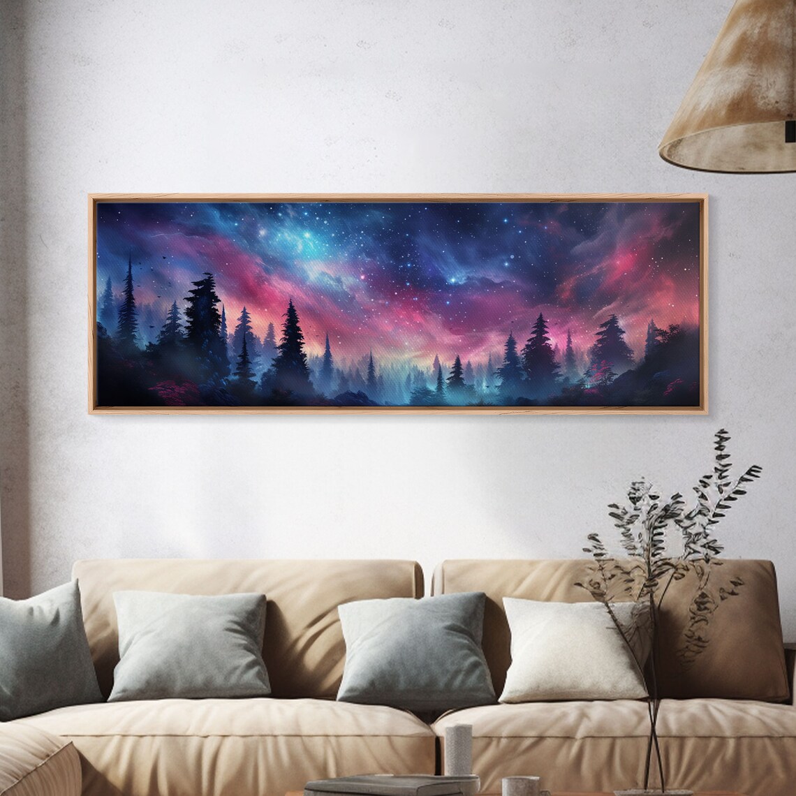 Starry Galaxy Night Over Pine Forest Cosmic Nebula Sky Panoramic Poster - Image 4