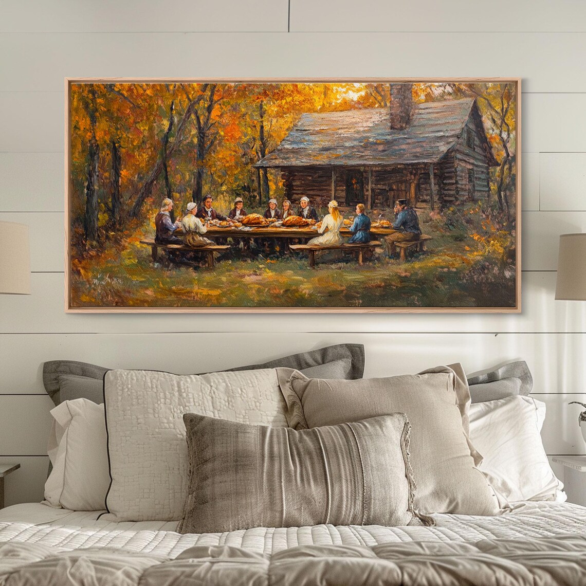 Thanksgiving Dinner With Family, Rustic Cabin Art Print - Image 5