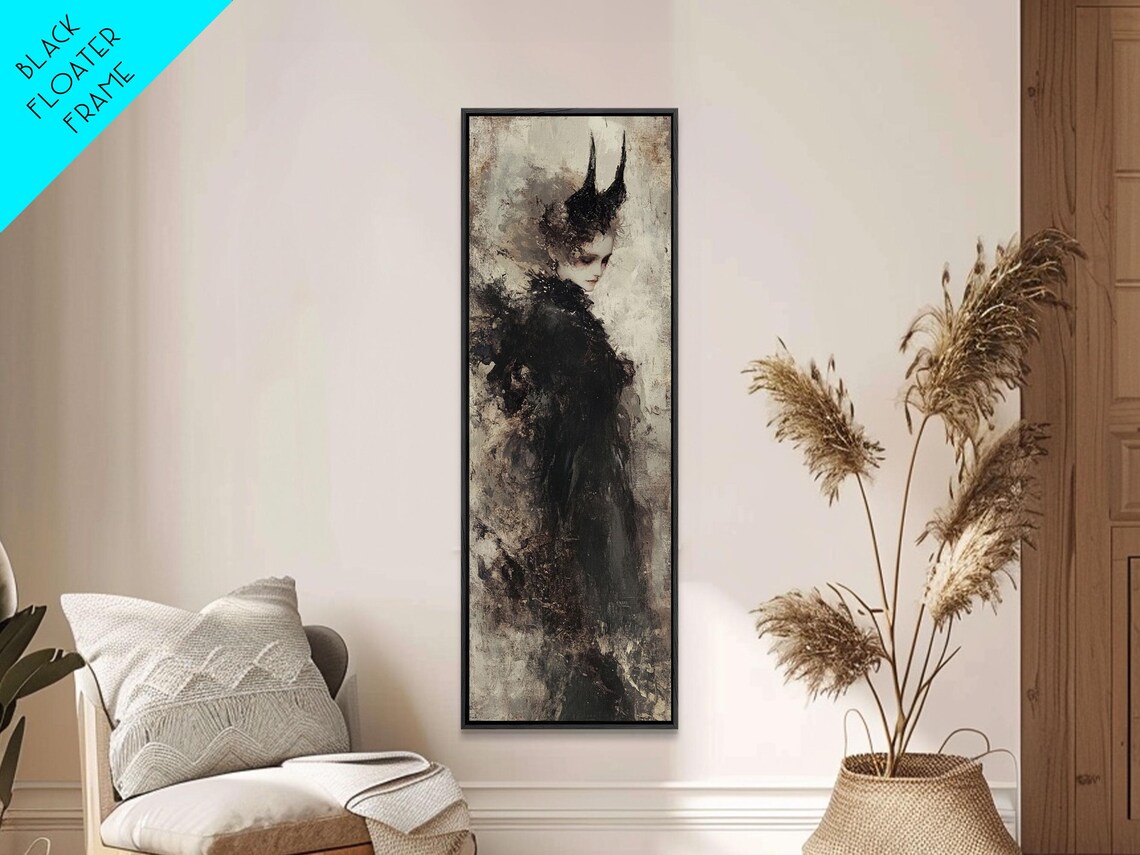 Gothic Woman Horned Headdress Dark Victorian Portrait Moody Poster - Image 3