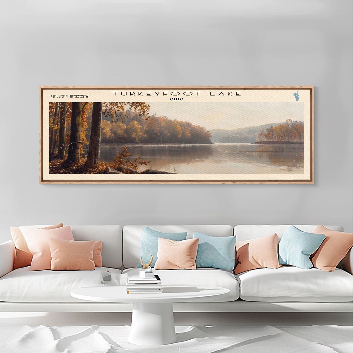 Turkeyfoot Lake Ohio Panoramic Autumn Trees Calm Shore Wall Art Poster