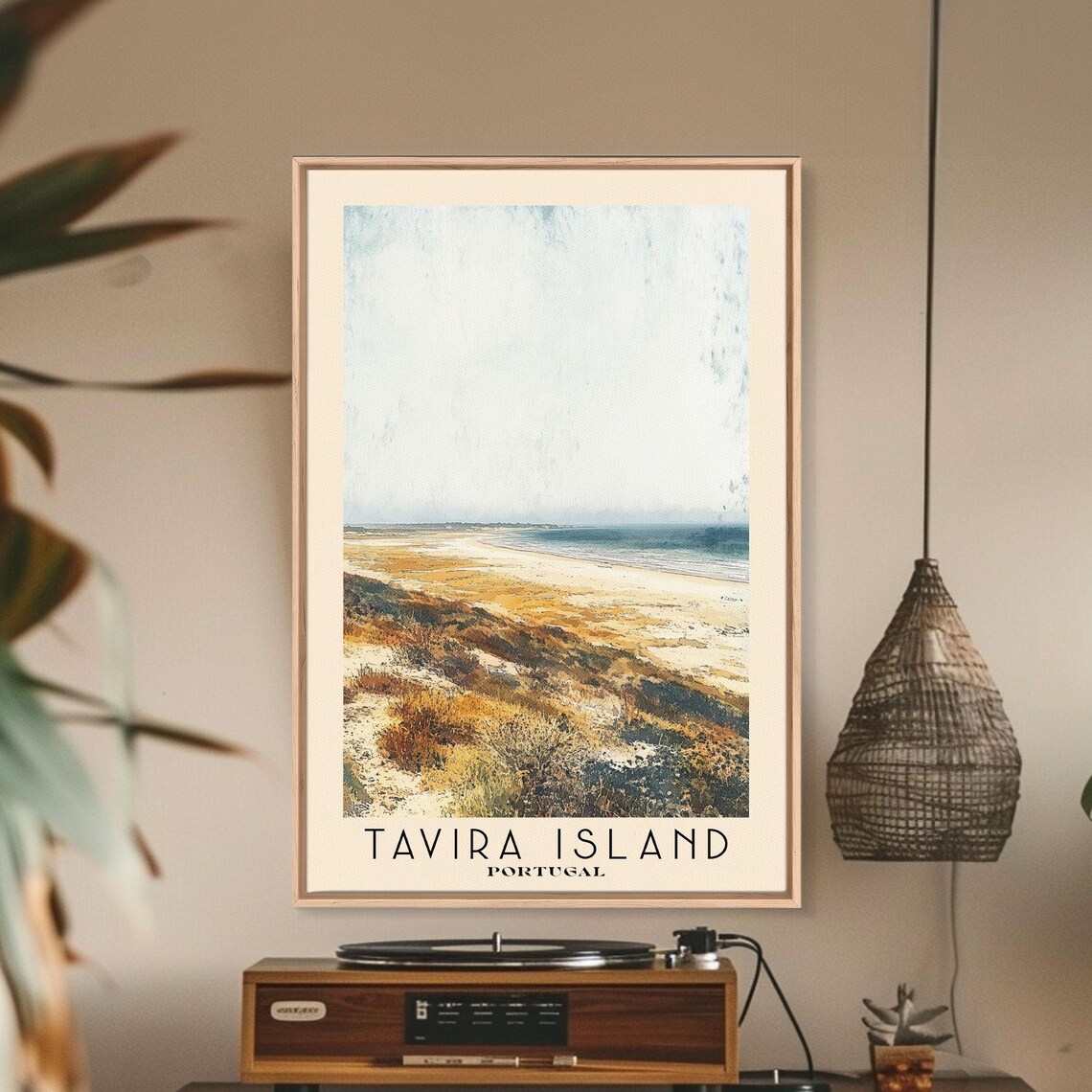 Tavira Island Portugal Wide Sandy Beach Dunes Golden Grasses Poster