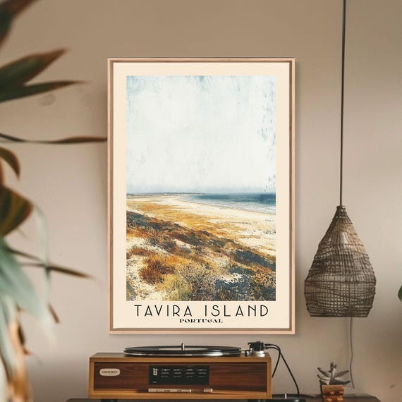 Tavira Island Portugal Watercolor Beach Print Vacation Gift Portugal Wall Art Beach Painting Beach Decor Beach Painting