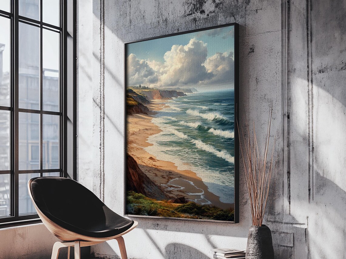 Coastal Cliff Seascape Beach Waves Ocean Landscape Travel Poster - Image 5
