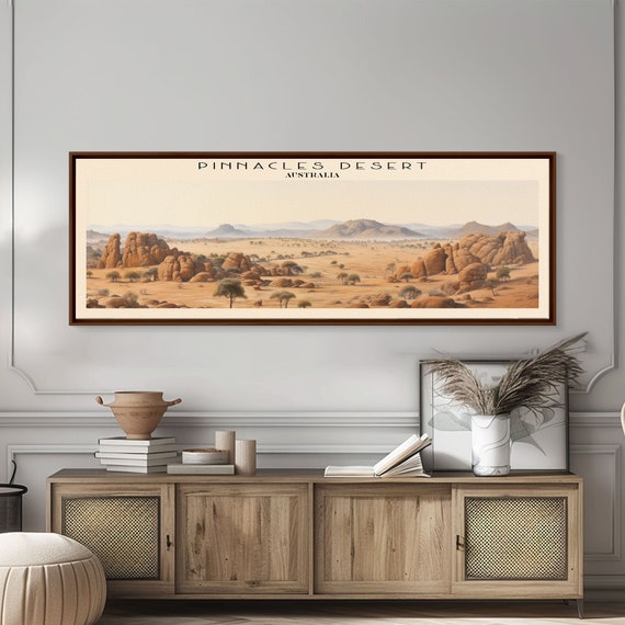Pinnacles Desert Retro Travel Poster Panoramic Framed Print Usa Travel Decor Vintage Style Home Decor Travel Print Wall Art