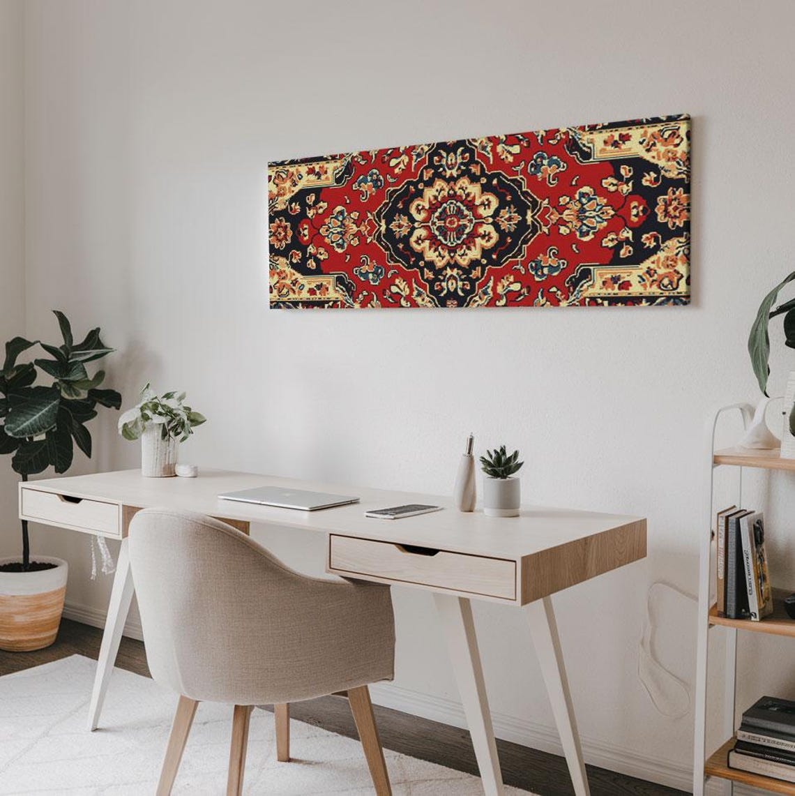 Turkish Persian Rug Pattern Red Navy Vintage Tapestry Wall Poster - Image 2