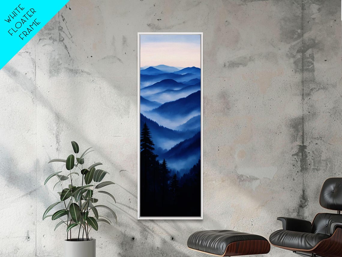 Smoky Blue Mountain Ridges At Dusk Tall Vertical Nature Poster - Image 3