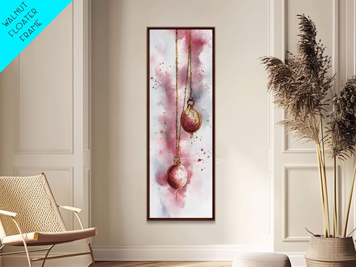 Pink Locket Print Feminine Gemstone Painting Cottagecore Wall Art Light Pink Wall Art Whimsical Art Rustic Decor Vertical Gift Idea - Image 5