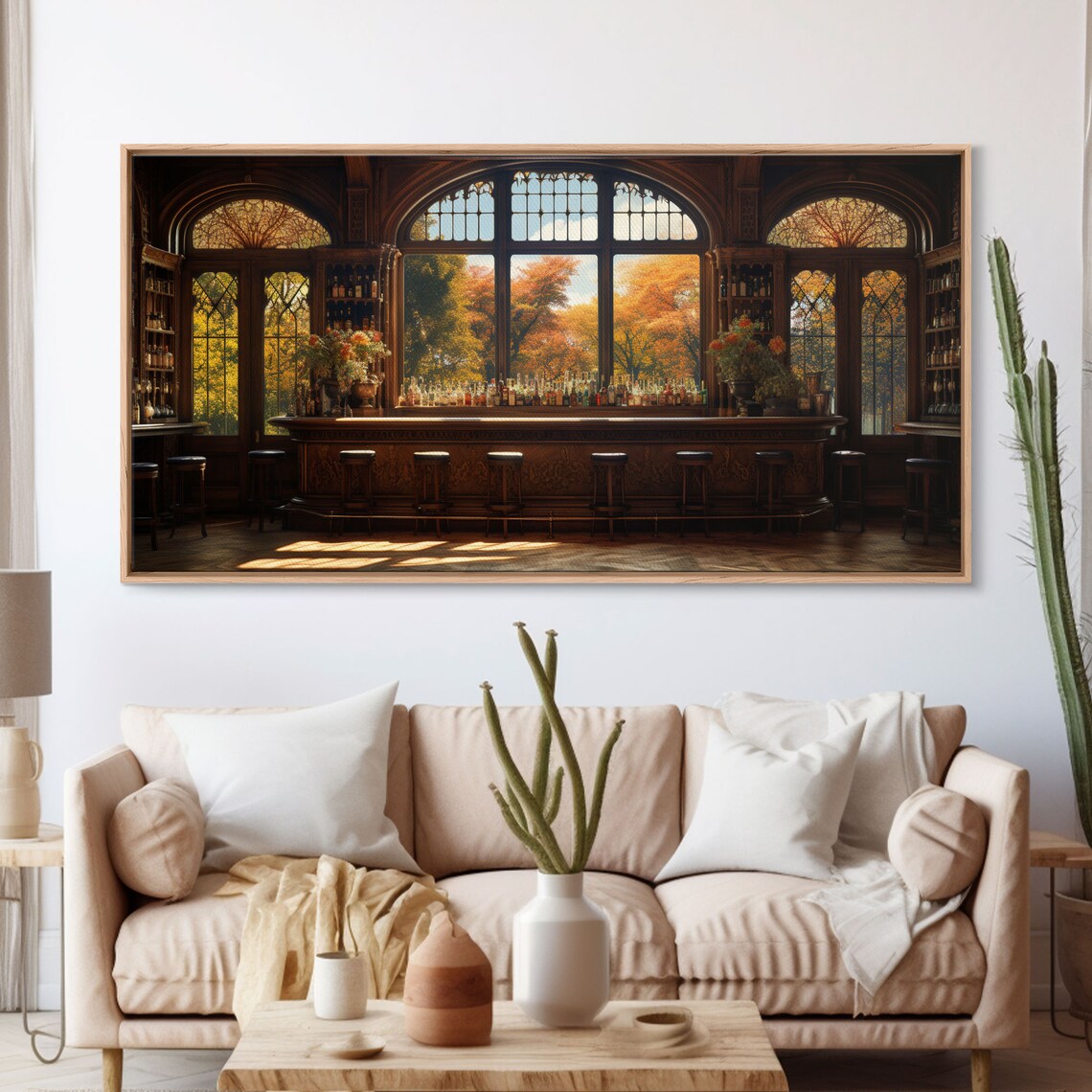 Old Victorian Wooden Bar Autumn View Oil Painting Style Poster - Image 3