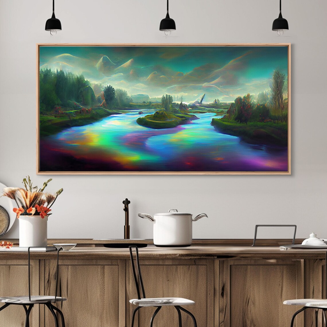 Psychedelic Trippy River Nature Art Print - Image 4