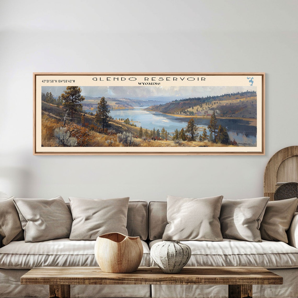 Glendo Reservoir Wyoming Rolling Hills Blue Valley Water Poster