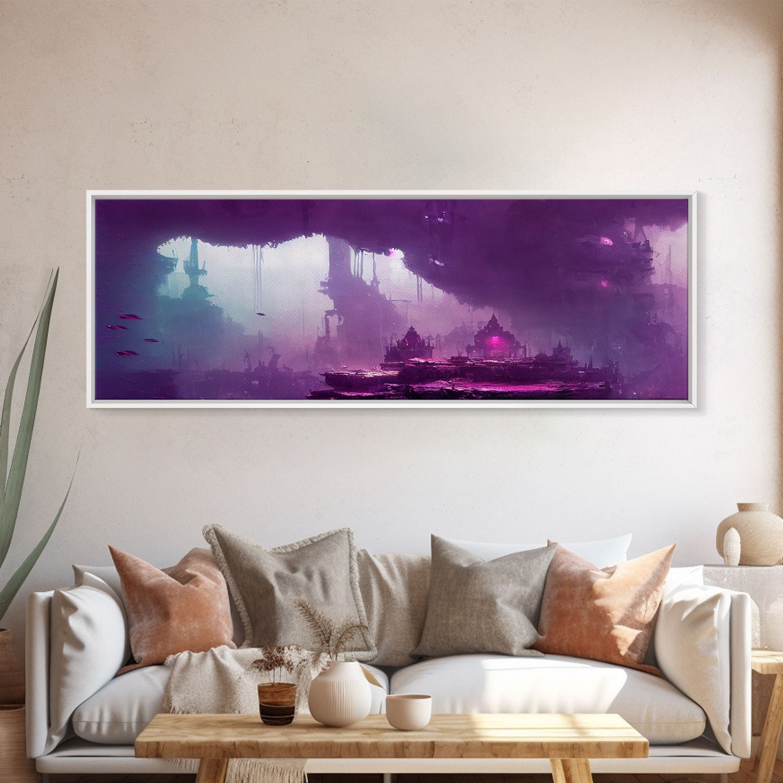 Purple Underwater Fantasy City Sunken Ruins Panoramic Sci Fi Poster - Image 5