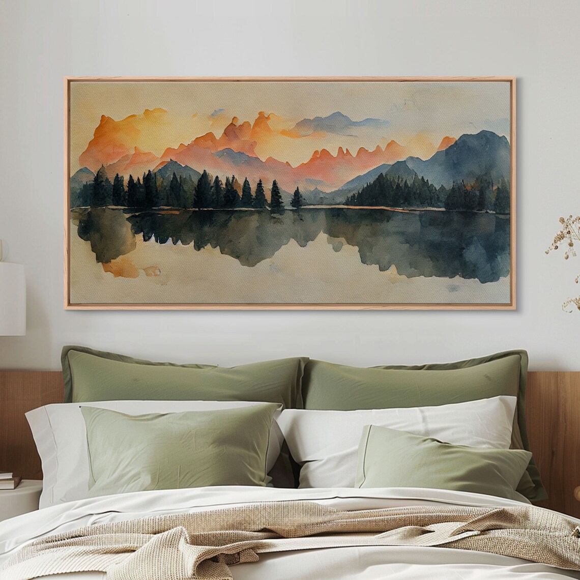 Forest Fire Watercolor Landscape Art Print, Living Room - Image 4