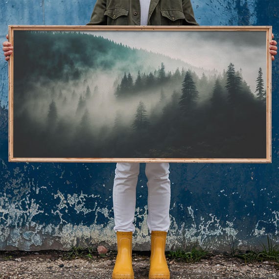 Foggy Forest Wall Art Relaxing Art Zen Art Framed Print Foggy Landscape Trendy Decor