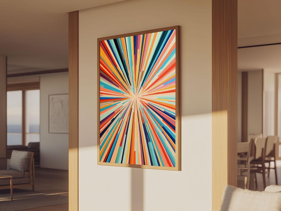 Colorful Sunburst Starburst Rays Abstract Modern Art Decor Poster - Image 4