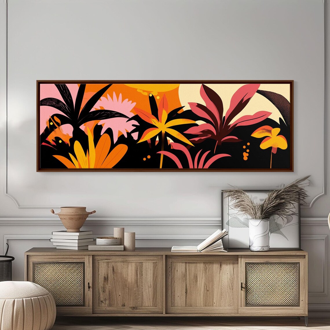 Colorful Tropical Jungle Floral Sunset Bold Botanical Art Poster - Image 3