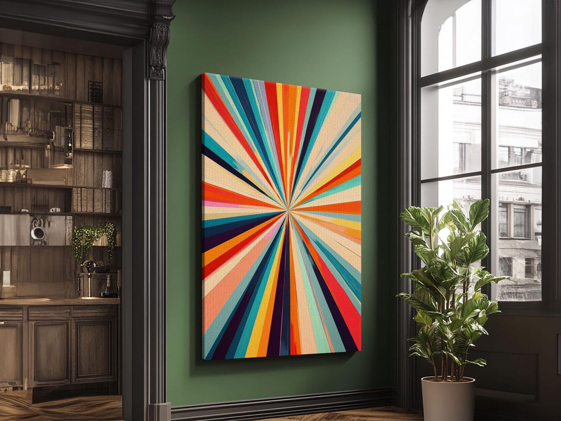 Colorful Starburst Rays Mid Century Modern Abstract Wall Art Poster - Image 4