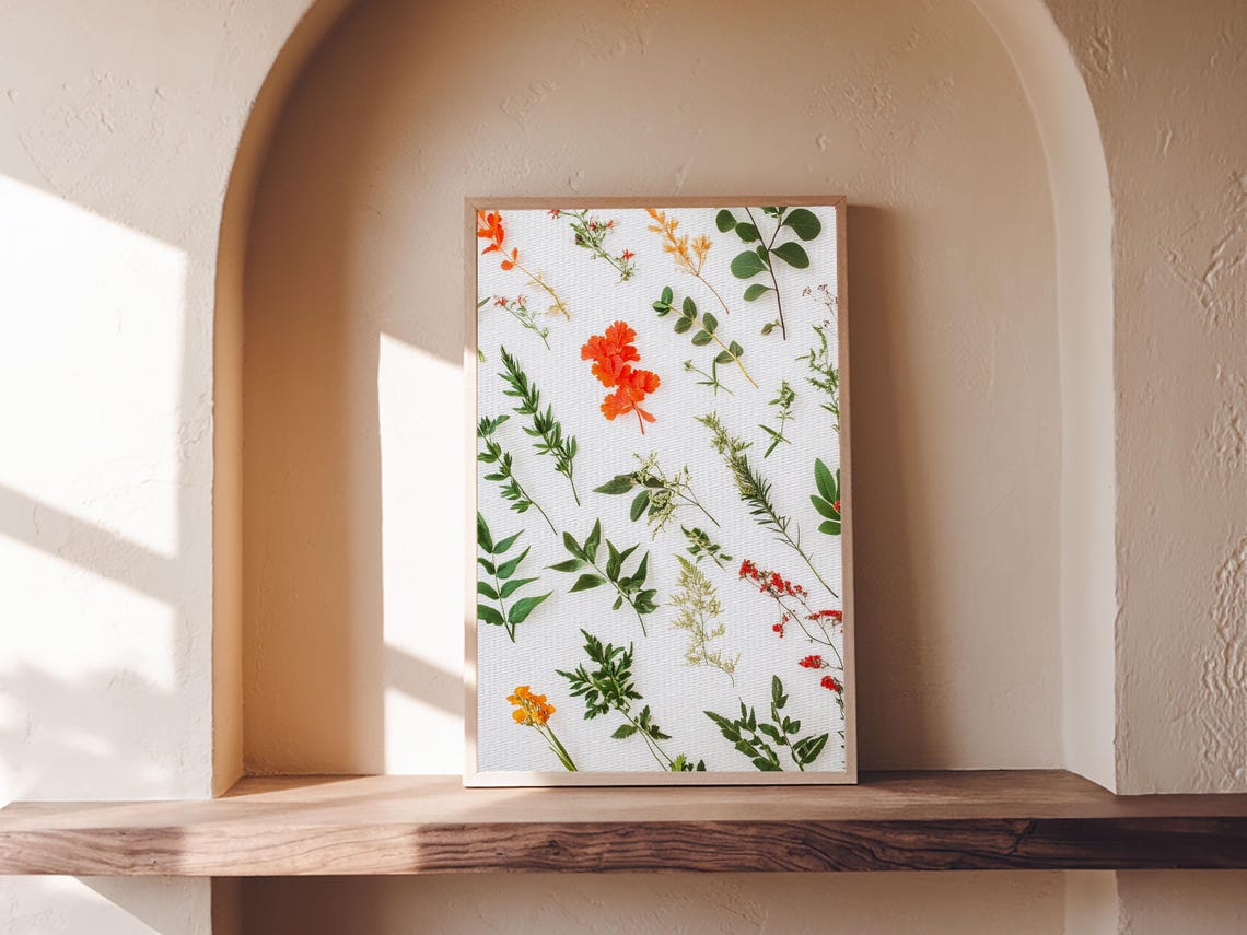 Pressed Botanical Herbarium Specimens Minimalist Flower Art Print - Image 4