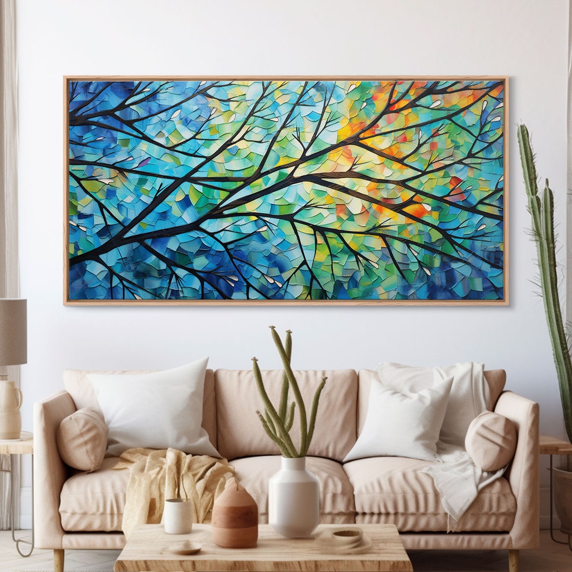 Mosaic Tree Branches Colorful Leaves Stained Glass Style Poster - Image 3