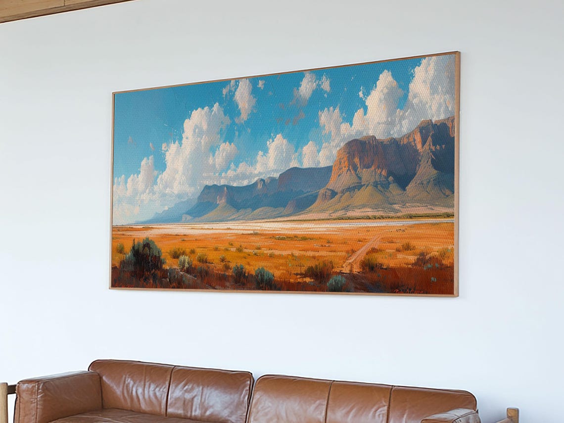 Desert Mesa Golden Prairie Panoramic Landscape Painting Wall Poster - Image 5