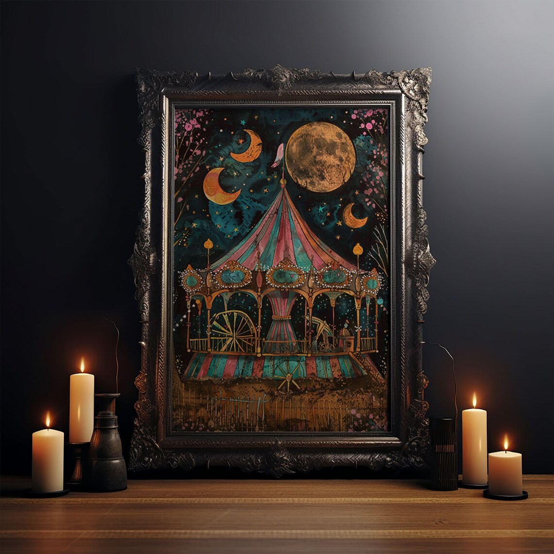 Spooky Haunted Carnival Halloween Cottage Core Art Print - Image 3